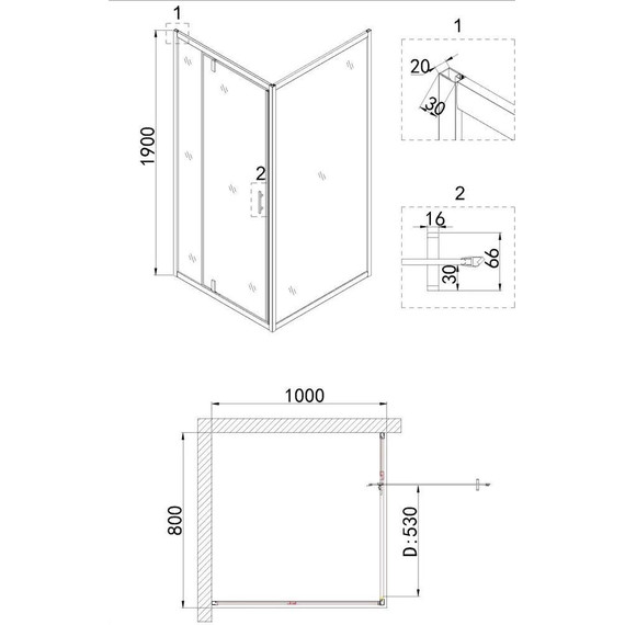 Душевое ограждение Niagara Nova 80x100 см NG-63-8A-NG-A100, хром/прозрачное - фото 5
