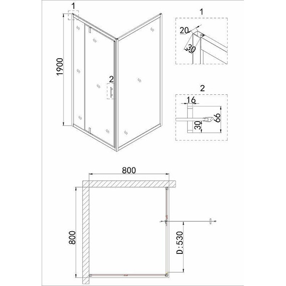 Душевое ограждение Niagara Nova 80x80 см NG-63-8A-NG-A80, хром/прозрачное - фото 5