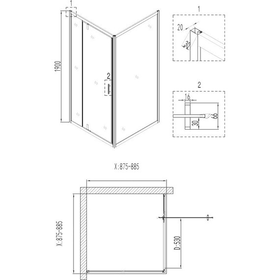 Душевое ограждение Niagara Nova 90x90 см NG-6601-08, хром/прозрачное - фото 3