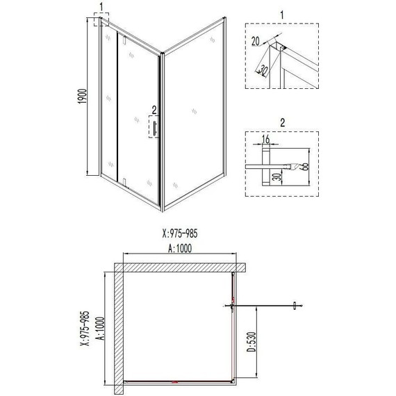 Душевое ограждение Niagara Nova 100x100 см NG-6602-08, хром/прозрачное - фото 3