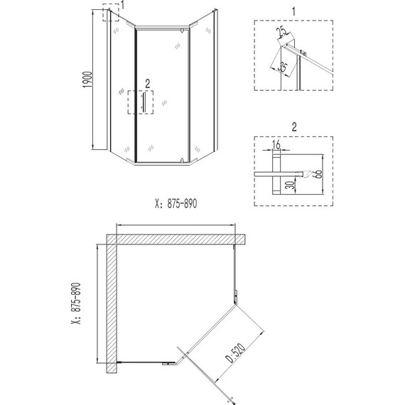 Душевое ограждение Niagara Nova 90x90 см NG-6605-08, хром/прозрачное - фото 3