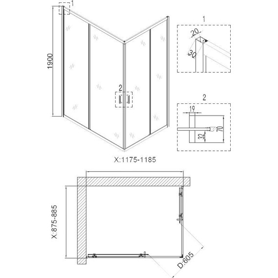 Душевое ограждение Niagara Nova 120x90 см NG-6611-08, хром/прозрачное - фото 3