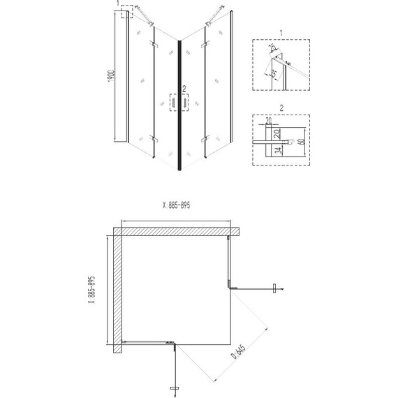 Душевое ограждение Niagara Nova 90x90 см NG-6613-08, хром/прозрачное - фото 3