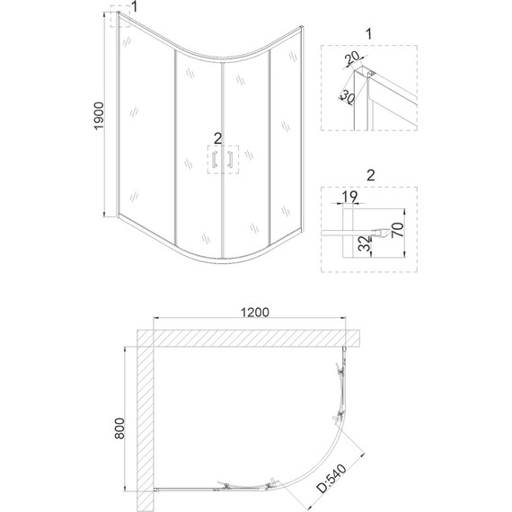 Душевое ограждение Niagara Nova 120x80 см NG-6621-08, хром/прозрачное - фото 3