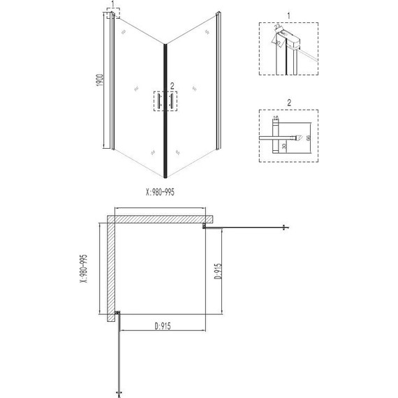 Душевое ограждение Niagara Nova 100x100 см NG-6804-08 BLACK, черный/прозрачное - фото 3