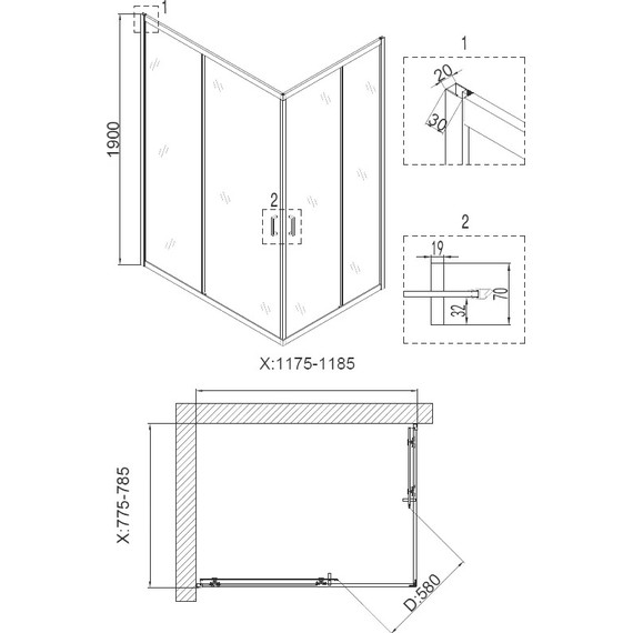 Душевое ограждение Niagara Nova 120x80 см NG-6810-08 BLACK, черный/прозрачное - фото 3
