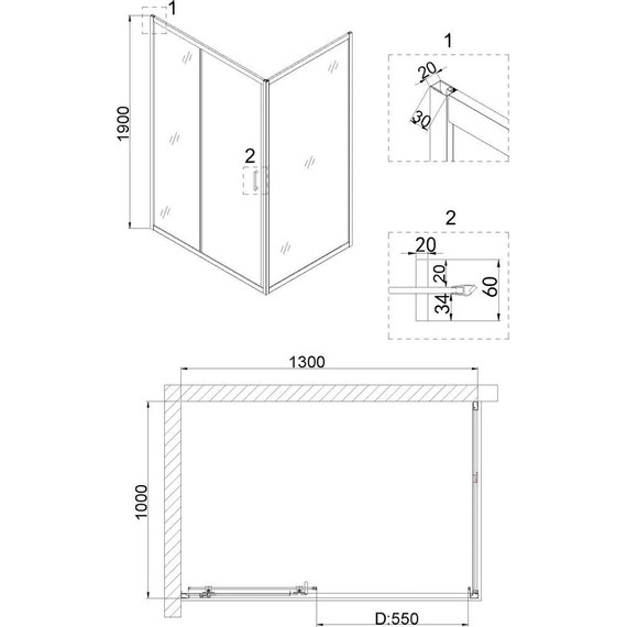 Душевое ограждение Niagara Nova 130x100 см NG-82-13AB-NG-A100B, черный/прозрачное - фото 3