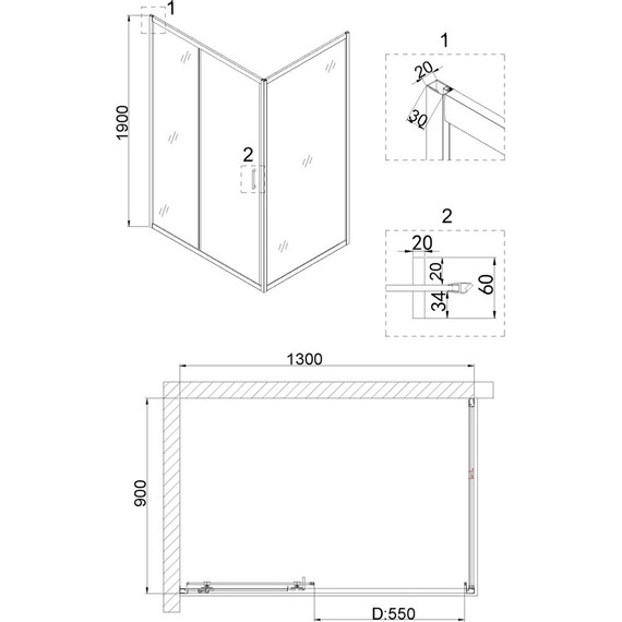 Душевое ограждение Niagara Nova 130x90 см NG-82-13AB-NG-A90B, черный/прозрачное - фото 3