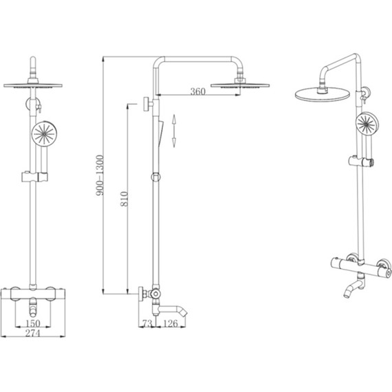 Душевая стойка с термостатом Bronze de Luxe Scandi 11060B, чёрный матовый - фото 3