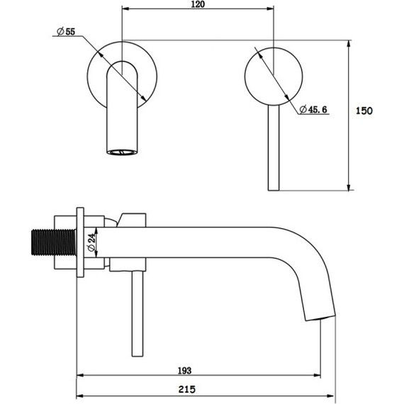 Смеситель для раковины настенный Bronze de Luxe Scandi 14511B, чёрный матовый, Цвет производителя: чёрный матовый - фото 5