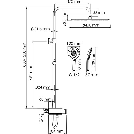 Душевая стойка с термостатом WasserKraft A113.117.101.CH Thermo - фото 3