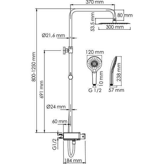 Душевая стойка с термостатом WasserKraft A113.118.101.CH Thermo - фото, картинка 3 Душевая стойка с термостатом WasserKraft A113.118.101.CH Thermo - фото 3