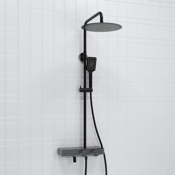 Душевая стойка с термостатом WasserKraft A114.160.130.CB Thermo, черный - фото 2