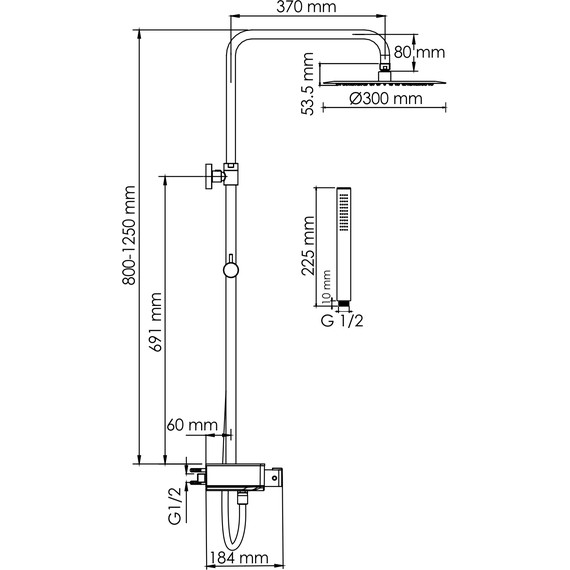 Душевая стойка с термостатом WasserKraft A114.160.217.CB Thermo, черный - фото 3