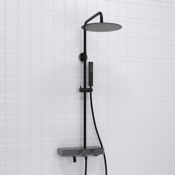 Душевая стойка с термостатом WasserKraft A114.160.218.CB Thermo, черный - фото 2