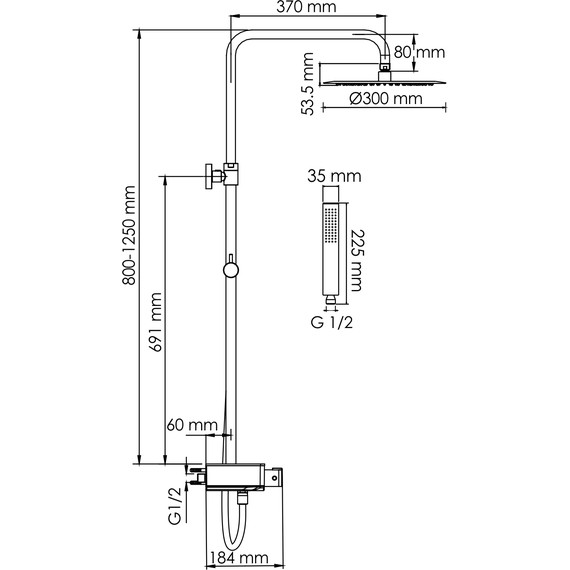 Душевая стойка с термостатом WasserKraft A114.160.218.CB Thermo, черный - фото 3