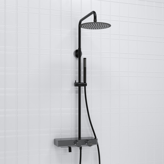 Душевая стойка с термостатом WasserKraft A114.258.217.CB Thermo, черный - фото 2