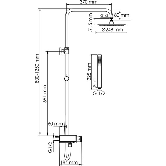 Душевая стойка с термостатом WasserKraft A114.258.217.CB Thermo, черный - фото 3
