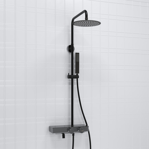 Душевая стойка с термостатом WasserKraft A114.258.218.CB Thermo, черный - фото 2