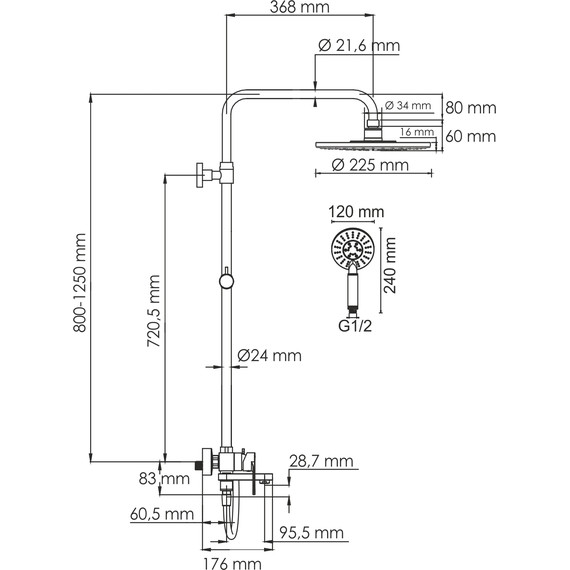 Душевая стойка WasserKraft A185.067.058.WM, белый - фото 10