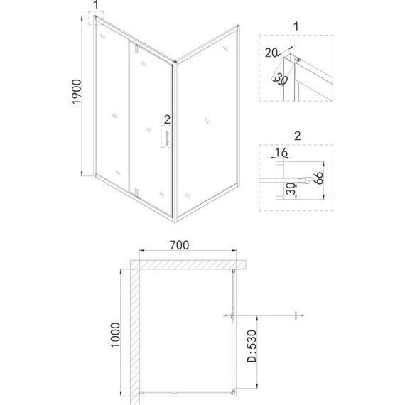 Душевое ограждение Niagara Nova 100x70 см NG-43-10AG-NG-A70G, золото/прозрачное - фото 5