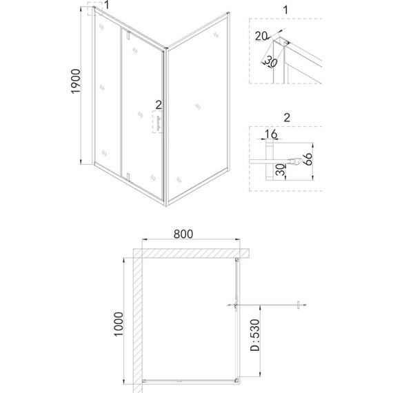 Душевое ограждение Niagara Nova 100x80 см NG-43-10AG-NG-A80G, золото/прозрачное - фото 5