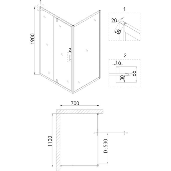 Душевое ограждение Niagara Nova 110x70 см NG-43-11AG-NG-A70G, золото/прозрачное - фото 5