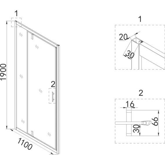 Душевая дверь Niagara Nova 110 см NG-43-11AG, золото/прозрачное - фото 5