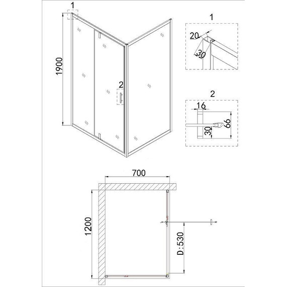 Душевое ограждение Niagara Nova 120x70 см NG-43-12AG-NG-A70G, золото/прозрачное - фото 5