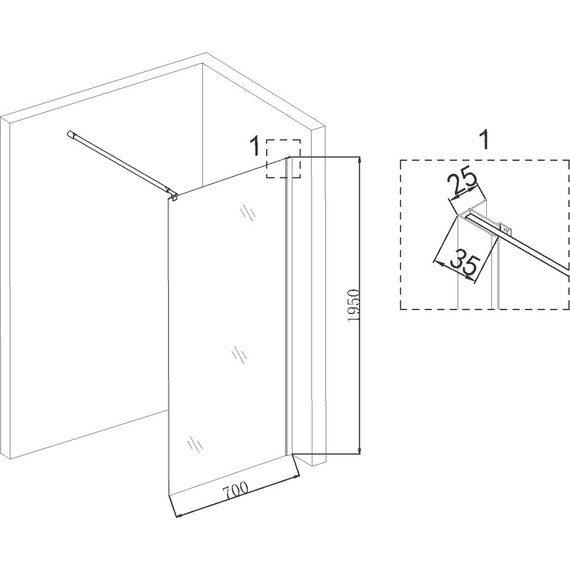 Душевая перегородка Niagara Nova 70 см NG-663-70 с кронштейном, хром/прозрачное - фото 4