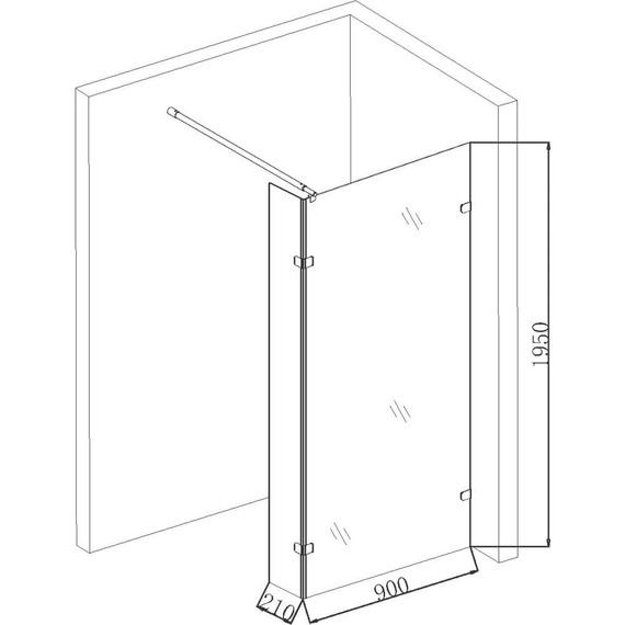 Душевая перегородка Niagara Nova 90 см NG-682-90BLACK с кронштейном, черный/прозрачное - фото 5