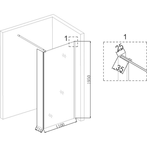 Душевая перегородка Niagara Nova 110 см NG-684-11BLACK с кронштейном, черный/прозрачное - фото 4