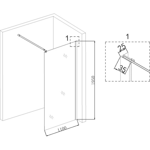 Душевая перегородка Niagara Nova 110 см NG-685-11BLACK с кронштейном, черный/прозрачное - фото 4