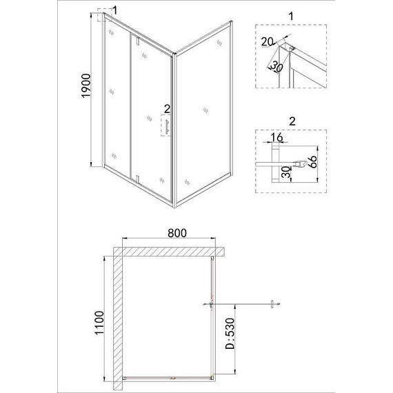 Душевое ограждение Niagara Nova 110x80 см NG-83-11AB-NG-A80B, черный/прозрачное - фото 3