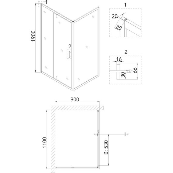 Душевое ограждение Niagara Nova 110x90 см NG-83-11AB-NG-A90B, черный/прозрачное - фото 3