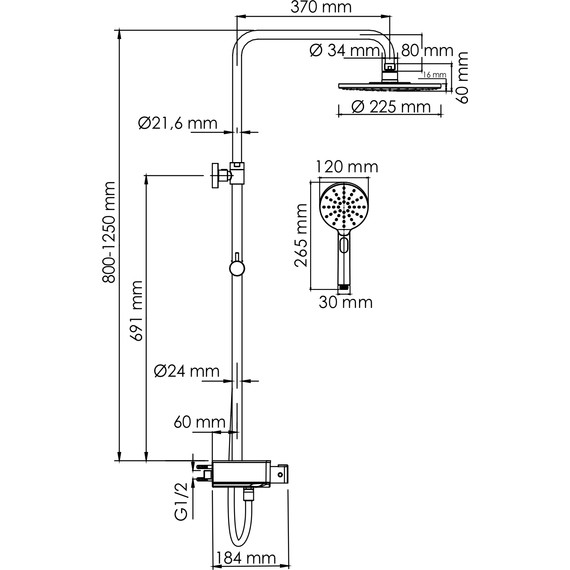 Душевая стойка с термостатом WasserKraft A113.067.127.CH Thermo - фото, картинка 3 Душевая стойка с термостатом WasserKraft A113.067.127.CH Thermo - фото 3