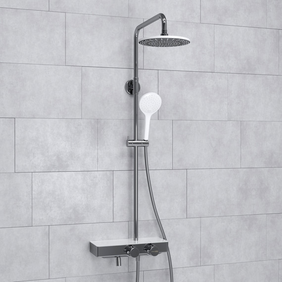 Душевая стойка с термостатом WasserKraft A113.067.155.CH Thermo, хром/белый - фото 2