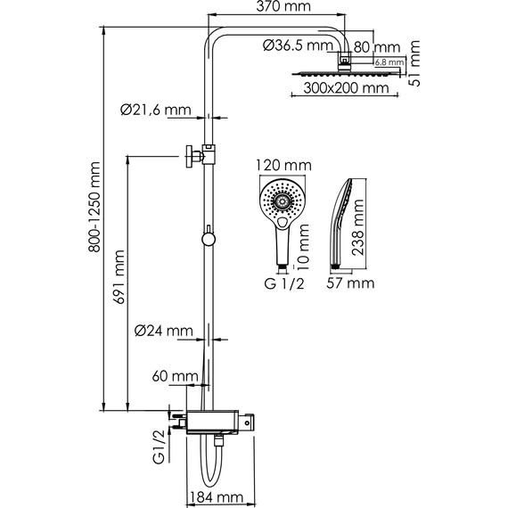 Душевая стойка с термостатом WasserKraft A113.069.101.CH Thermo - фото 3