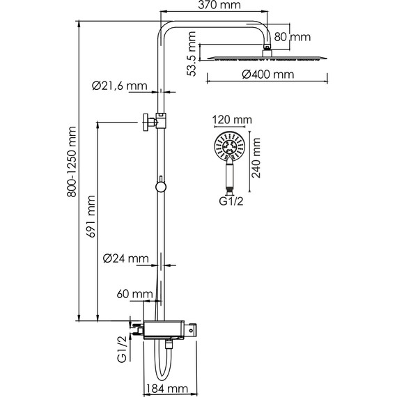 Душевая стойка с термостатом WasserKraft A113.117.058.CH Thermo - фото 3