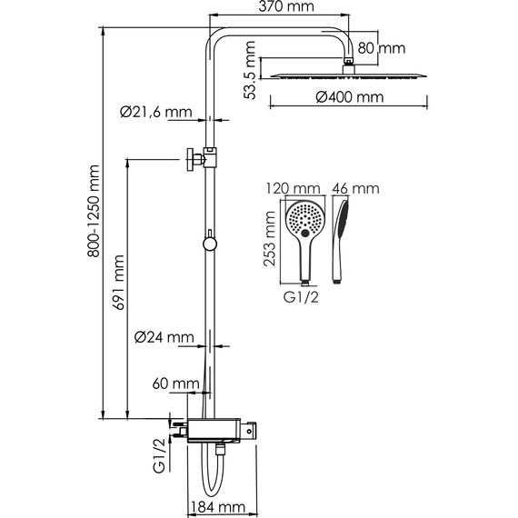 Душевая стойка с термостатом WasserKraft A113.117.155.CH Thermo - фото 3