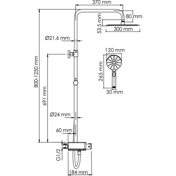 Душевая стойка с термостатом WasserKraft A113.118.127.CH Thermo - фото, картинка 3 Душевая стойка с термостатом WasserKraft A113.118.127.CH Thermo - фото 3
