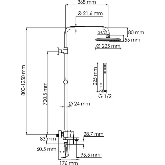 Душевая стойка WasserKraft A174.077.217.CB, черный - фото 3