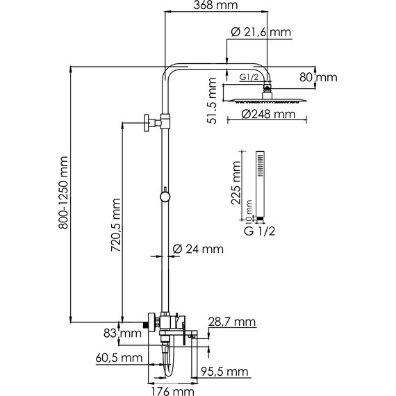 Душевая стойка WasserKraft A174.258.217.CB, черный - фото 3