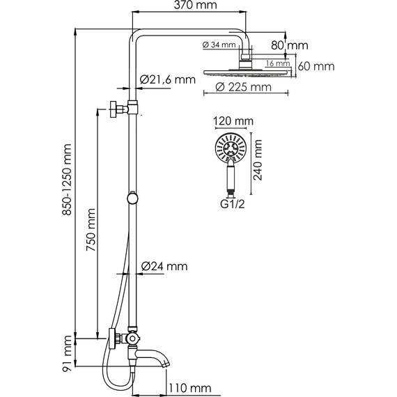 Душевая стойка с термостатом WasserKraft A188.067.058.WM Thermo, белый - фото 8
