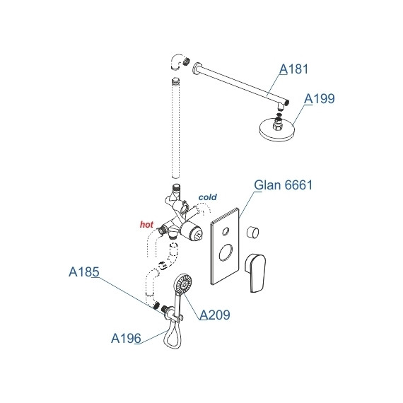 Душевая система для душа WasserKraft Glan A66209, черный глянец - фото 3
