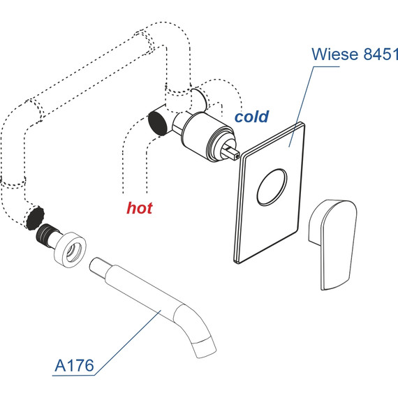 Смеситель для раковины настенный WasserKraft Wiese A84563, оружейная сталь - фото 3