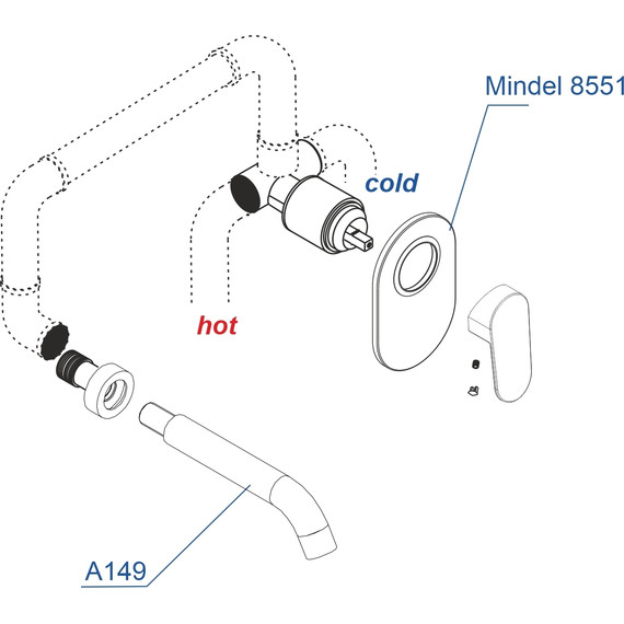 Смеситель для раковины настенный WasserKraft Mindel A85593, белый - фото 3