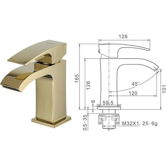 Смеситель для раковины Gappo G1007-3, золото - фото, картинка 6 Смеситель для раковины Gappo G1007-3, золото - фото 6