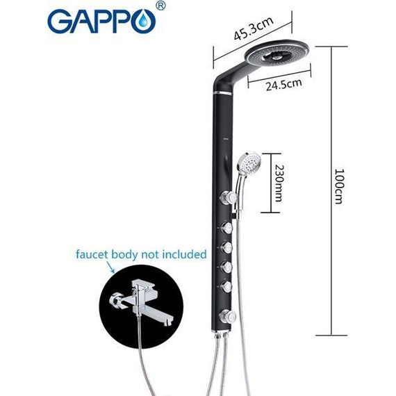 Гидромассажная панель Gappo G2417, черный/хром - фото 8