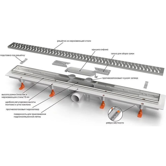 Трап Veconi Medium Black 85 см V850MB, черный матовый, Цвет производителя: чёрный матовый, Размер трапа: 850 - фото 8